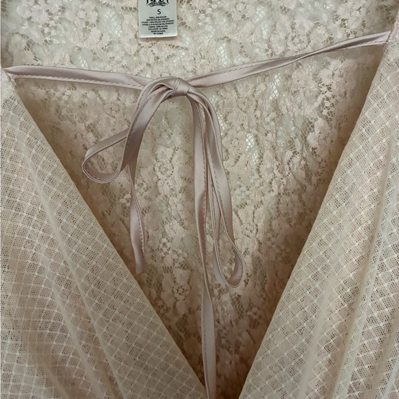 Sheer Lace Tie-Front Blouse in Blush - Picture 3 of 5